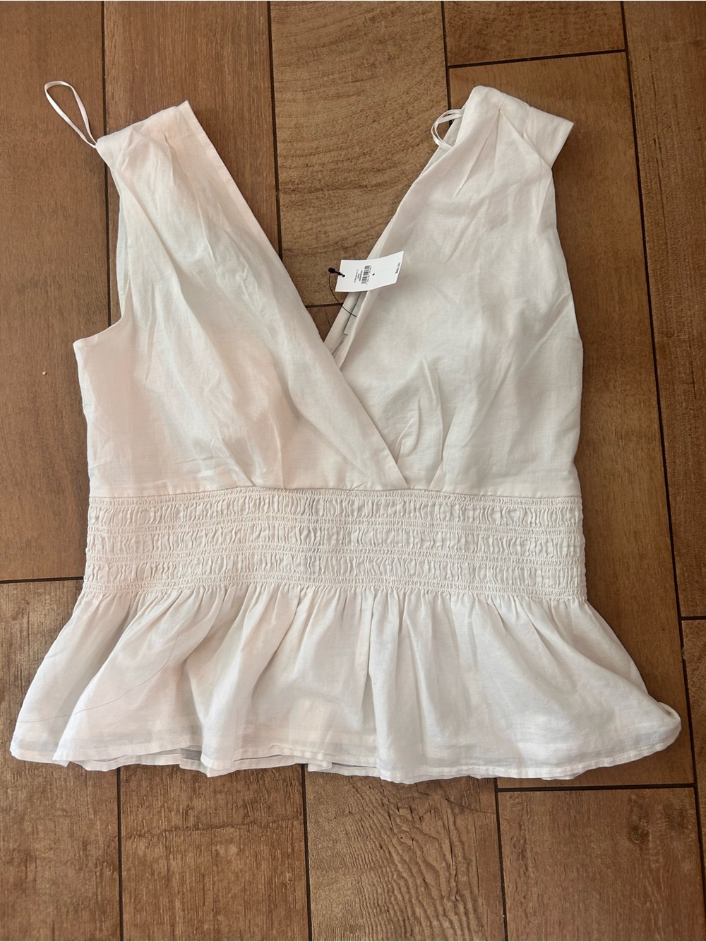 Banana Republic Cream Smocked Waist Peplum Camisole